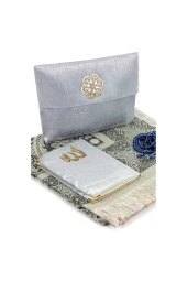 Seccade Seti - Şantuk Kaplı Yasin - Seccade - Tesbih - Gri Renk thumbnail 1