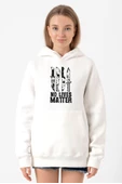 Horror Knifes No Live Matter Beyaz Kadın 3ip Kapşonlu Sweatshirt thumbnail 1