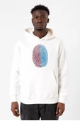 Bordo Mavi Parmak İzi Beyaz Erkek 3ip Kapşonlu Sweatshirt - 2