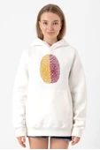 Sarı Kırmızı Parmak İzi Beyaz Kadın 3ip Kapşonlu Sweatshirt thumbnail 2