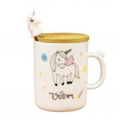 Unicorn Kaşıklı Ahşap Kapaklı Kupa - 1