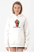 Hand Free Palestine Beyaz Kadın 3ip Kapşonlu Sweatshirt - 1
