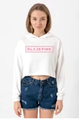 Blackpink Ekru Kadın Crop Kapşonlu thumbnail 1