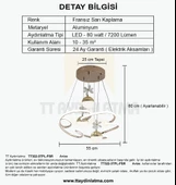 TT Aydınlatma TT322-3TPL-FSR  Bulut Modeli Fransız Sarı Kaplama 3 Toplu 3 Renk Modüllü Ledli Avize - 4