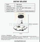 TT Aydınlatma TT322-3TPL-SY  Bulut Modeli Mat Siyah 3 Toplu 3 Renk Modüllü Ledli Avize thumbnail 4