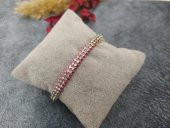 Deri Üzeri Ebruli İp Swaroski Taşlı Tasarım Ayarlanabilir Bileklik Bilezik - 1