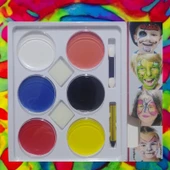 VIP KALİTE PALYAÇO YÜZ BOYASI 6 LI YÜZ BOYAMA PALETİ FACE PAİNT COLORS KOSTÜM AKSESUARLARI ÖZEL SERİ thumbnail 1