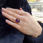 14 Ayar Altın Ametist Taşlı Yüzük thumbnail 1