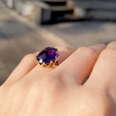 14 Ayar Altın Ametist Taşlı Yüzük thumbnail 2
