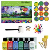 35x50 resim defteri + artdeco 6x70 ml parmak boyası seti ponpon fırçalı set (yıkanabilir) thumbnail 1