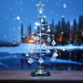 VIP KALİTE 20 CM METAL KRİSTAL SARKITLI YILBAŞI AĞACI BEYAZ LED IŞIKLI NOEL AĞACI GÜMÜŞ ÇAM AĞACI thumbnail 1