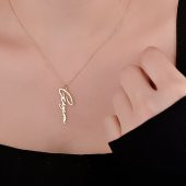 14 Ayar Altın Dikey İsim Kolye thumbnail 4