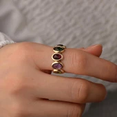 14 Ayar Altın Renkli Taşlı Yüzük thumbnail 1