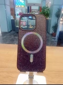 İPhone 16 Pro Max Uyumlu Taşlı MagSafe Özellikli Darbe Korumalı Kapak Karbon Kılıf - 1