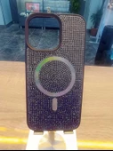 İPhone 16 Pro Max Uyumlu Taşlı MagSafe Özellikli Darbe Korumalı Kapak Karbon Kılıf - 7