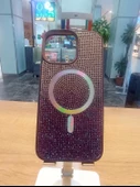 İPhone 16 Pro Max Uyumlu Taşlı MagSafe Özellikli Darbe Korumalı Kapak Karbon Kılıf - 4