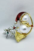 Yılbaşı Kar Tanesi ve İnci Detaylı Broş thumbnail 1