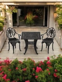 Ferforje görünümlü Plastik Kare Isparta Masa Sandalye Takımı 1 Masa 2 Sandalye Balkon, Bahçe Mobilyası - 12