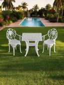 Ferforje görünümlü Plastik Kare Isparta Masa Sandalye Takımı 1 Masa 2 Sandalye Balkon, Bahçe Mobilyası - 2