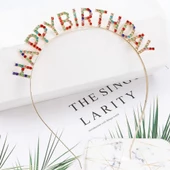 Renkli Kristal Taşlı Lüks Happy Birthday Taçı thumbnail 2