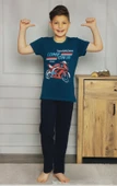 Kısa Kol Tişört , Uzun Pantolon Erkek Çocuk Pijama M00672 - 4