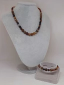 Galaksi Serisi Kahverengi Akik Taşı Kolye & Bileklik Seti thumbnail 2