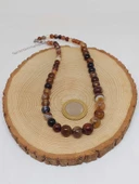 Galaksi Serisi Kahverengi Akik Taşı Tasarım Kolye thumbnail 3