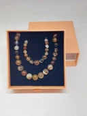 Galaksi Serisi Kahverengi Akik Taşı Kolye & Bileklik Seti thumbnail 6