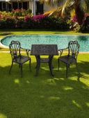 Ferforje görünümlü Plastik Kare İstanbul Masa Sandalye Takımı 1 Masa 2 Sandalye Balkon, Bahçe Mobilyası - 8