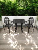 Ferforje görünümlü Plastik Kare İstanbul Masa Sandalye Takımı 1 Masa 2 Sandalye Balkon, Bahçe Mobilyası - 7