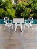 Ferforje görünümlü Plastik Kare İstanbul Masa Sandalye Takımı 1 Masa 2 Sandalye Balkon, Bahçe Mobilyası - 2