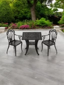 Ferforje görünümlü Plastik Kare İstanbul Masa Sandalye Takımı 1 Masa 2 Sandalye Balkon, Bahçe Mobilyası - 9