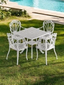 Ferforje görünümlü Plastik Kare İstanbul Masa Sandalye Takımı 1 Masa 4 Sandalye Balkon, Bahçe Mobilyası - 2