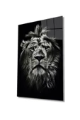 Aslan Hayvan Portresi Dekoratif ve Modern Cam Tablo, Ev Ve Ofis Duvar Dekoru, Büyük Temperli 4 Mm Dekoratif ve Modern Cam Tablo - 1