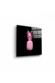 Pembe Ananas Dekoratif ve Modern Cam Tablo 50x50 Cm - 1
