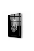 Gümüş Tüy Dekoratif ve Modern Cam Tablo 50x70 Cm - 1