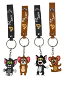 Tom Ve Jerry Anahtarlık ve Çanta Süsü 4 Adet Set Oturan ve Ayakta Modeller - 1