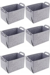 6lı Çok Amaçli Keçe Sepet Organizer, 26x42x22 Cm, Kitap, Oyuncak,banyo Saklama Sepeti - 1