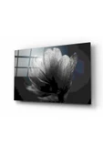Siyah Çiçek Dekoratif ve Modern Cam Tablo - 1