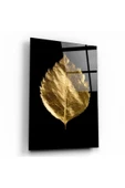 Gold Yapraklar Dekoratif ve Modern Cam Tablo - 1
