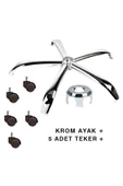 Metal Yıldız Ayak Ofis Koltuğu Ayağı+ 5 Adet Tekerlek- Yönetici Ofis Çalışma Koltuğu Ayağı - 1