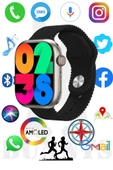 Samsung Galaxy A20 Uyumlu Akıllı Saat Konuşma Özellikli Watch 9PRO 45MM AMOLED EKRAN - 1