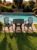 Ferforje görünümlü Plastik Kare Hitit Masa Sandalye Takımı 1 Masa 2 Sandalye Balkon, Bahçe Mobilyası - 8