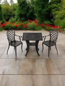 Ferforje görünümlü Plastik Kare Hitit Masa Sandalye Takımı 1 Masa 2 Sandalye Balkon, Bahçe Mobilyası - 10