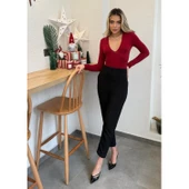 Lucky Life Kadın üste Oturan Paçası Bilek üzerinde Biten Atlas Kumaş Pantolon 36 (S) - 48 (4XL) thumbnail 4