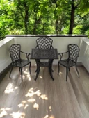 Ferforje görünümlü Plastik Kare Hitit Masa Sandalye Takımı 1 Masa 3 Sandalye Balkon, Bahçe Mobilyası - 7