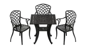 Ferforje görünümlü Plastik Kare Hitit Masa Sandalye Takımı 1 Masa 3 Sandalye Balkon, Bahçe Mobilyası - 6