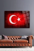 Türk Bayrağı Dekoratif ve Modern Cam Tablo Duvar Dekarasyonu,ev Dekorasyon,duvar Tablosu - 1