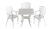 Ferforje görünümlü Plastik Kare Hitit Masa Sandalye Takımı 1 Masa 3 Sandalye Balkon, Bahçe Mobilyası - 3
