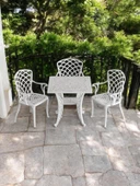 Ferforje görünümlü Plastik Kare Hitit Masa Sandalye Takımı 1 Masa 3 Sandalye Balkon, Bahçe Mobilyası - 12